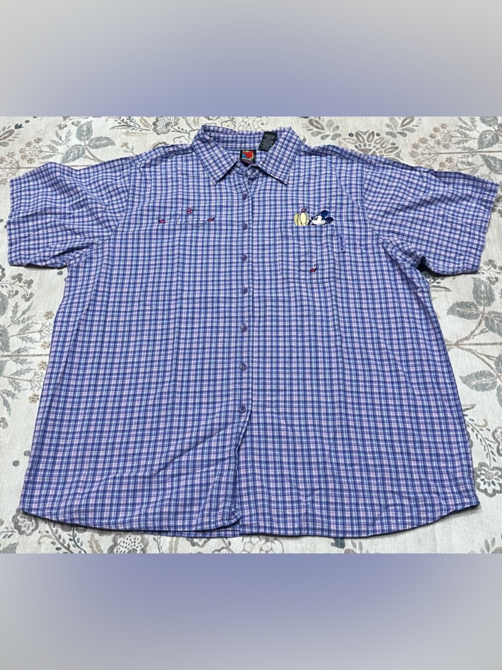 Disney Vintage Mickey Unlimited Women’s Casual Button Down Pink/Purple 22W/24W